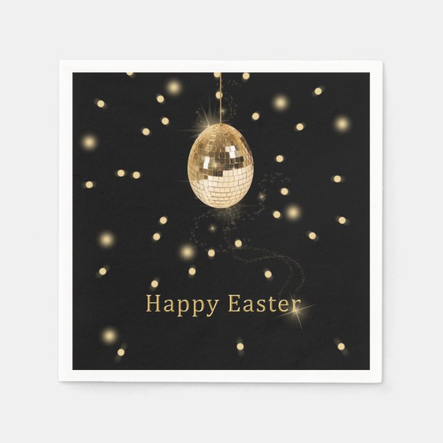 Serviette En Papier Happy Easter Gold Disco Ball (Devant)