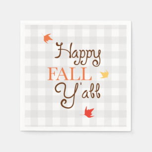 Serviette En Papier Happy Fall Y'all En vichy Motif Wreath