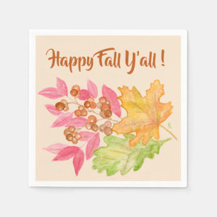 Serviette En Papier Happy Fall Y'all Feuilles et Berries Papier Napkin