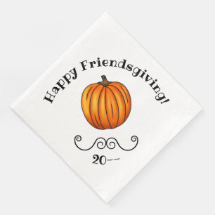 Serviette En Papier Happy Friendsgiving citrouille simple