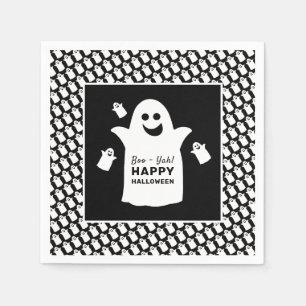 Serviette En Papier Happy Ghost, Black Halloween Party