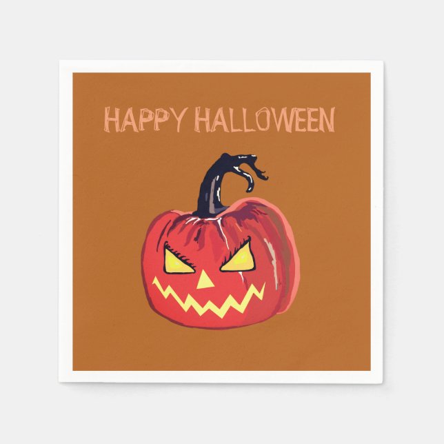 Serviette En Papier Happy Halloween Custom Cocktail Citrouille Napkin (Devant)
