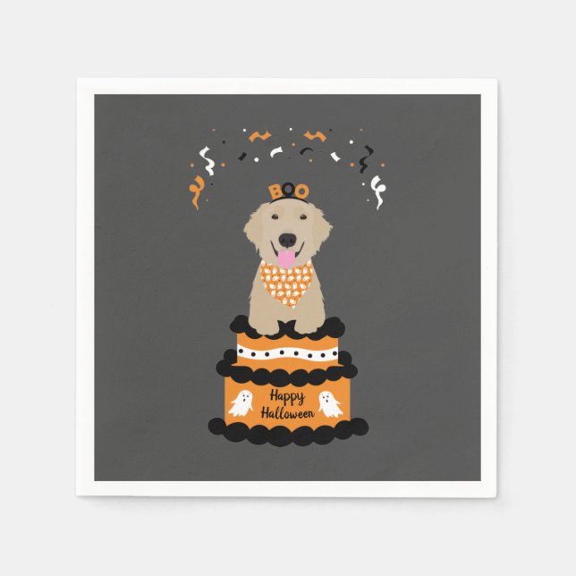 Serviette En Papier Happy Halloween Golden Retriever Éffrayant Ghost B (Devant)