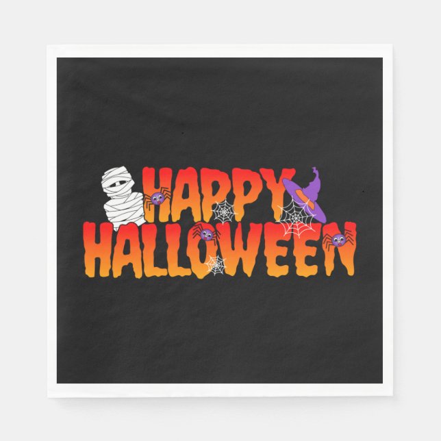 Serviette En Papier Happy Halloween Graphic (Devant)