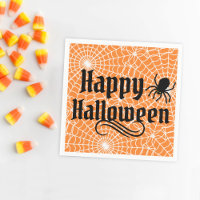 Happy Halloween Scary Orange Black Spider