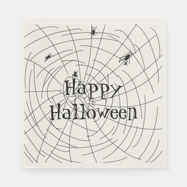 Serviette En Papier Happy Halloween Spider Web Doodle Illustration (Devant)