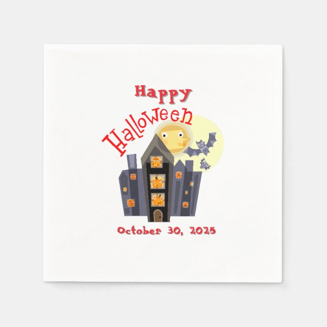 Serviette En Papier Happy Halloween Spook House et plus (Devant)