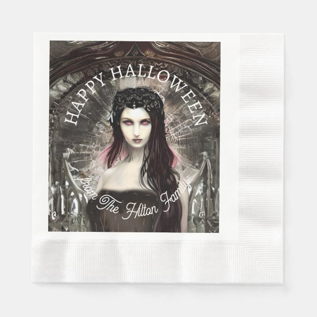 Serviette En Papier Happy Halloween Steampunk Gothic Fallen Angel (Devant)