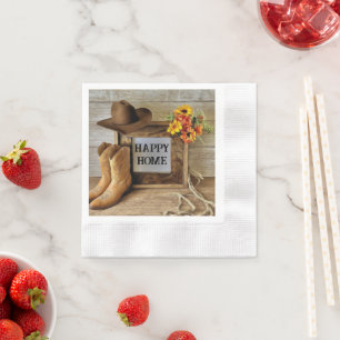 Serviette En Papier Happy Home Cowgirl Cowboy Style avec bottes de cow