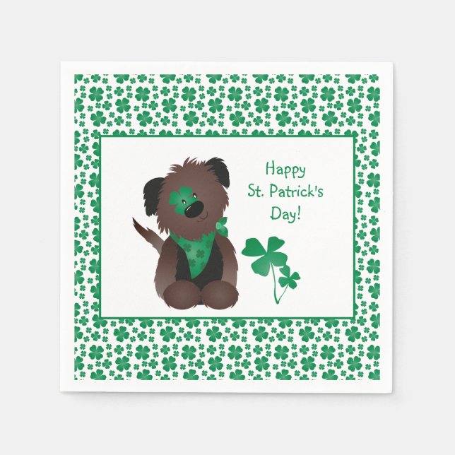 Serviette En Papier Happy Jour de la Saint Patrick Chien quatre feuill (Devant)