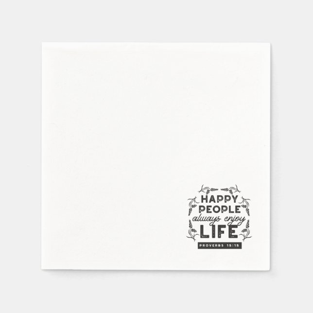 Serviette En Papier Happy Life with Faith – Proverbs 15:15 Art (Devant)