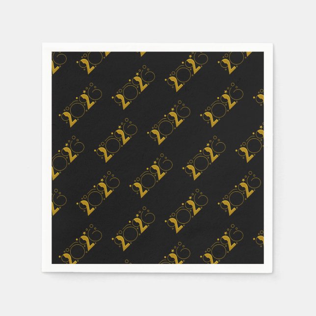 Serviette En Papier Happy New Year 2026 gold (Devant)