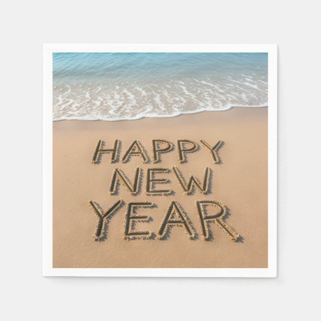 Serviette En Papier Happy New Year Seashore (Devant)