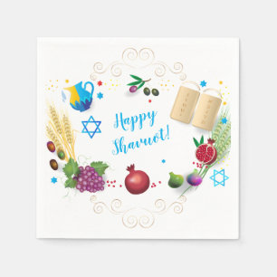 Serviette En Papier Happy SHAVUOT ornement décoratif sept espèces