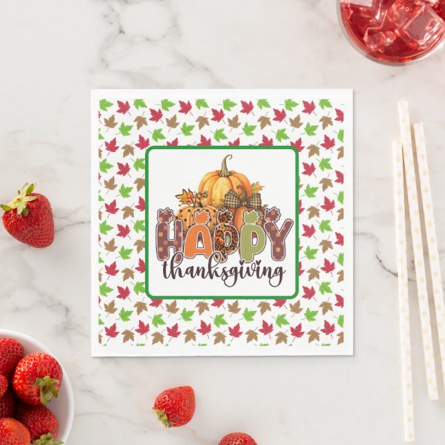 Serviette En Papier Happy Thanksgiving (En situation)