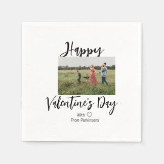 Serviette En Papier Happy Valentine's day add family name photo simple