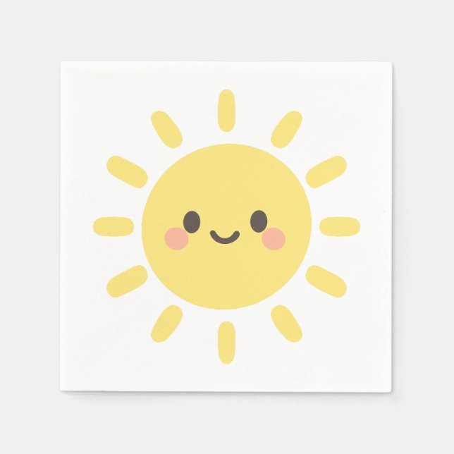 Serviette En Papier Happy Yellow Sunshine with a Smiling Face  (Devant)