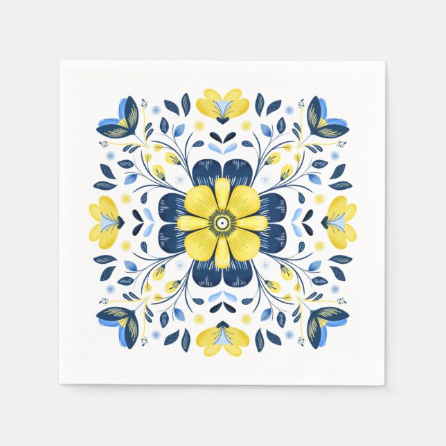 Serviette En Papier Harmonie des fleurs d'or (Devant)