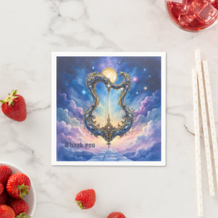 Serviette En Papier Harpe céleste au clair de lune – Art de fantasy co
