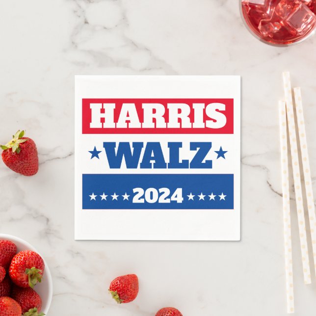 Serviette En Papier Harris Walz | Campagne Tim Walz 2024 bleu rouge (En situation)