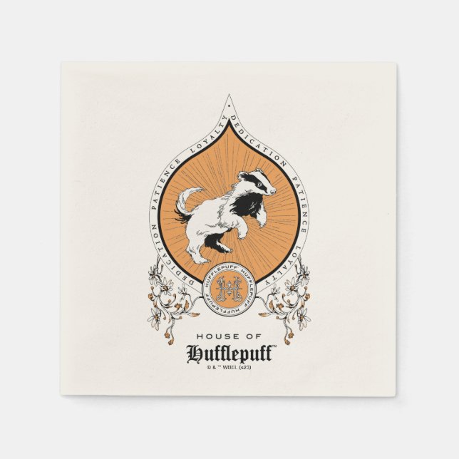 Serviette En Papier HARRY POTTER™ | Délicat croquis HUFLEPUFF™ Crest (Devant)