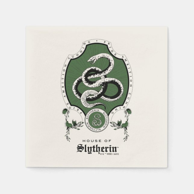 Serviette En Papier HARRY POTTER™ | Délicat croquis SLYTHERIN™ Crest (Devant)