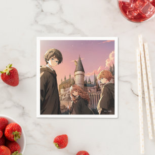 Serviette En Papier HARRY POTTER™ Hermione & Ron HOGWARTS™ Scène d'Ani