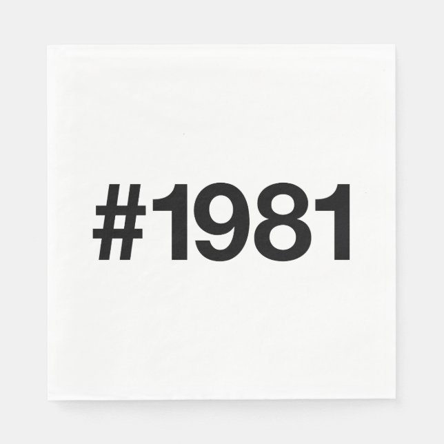 Serviette En Papier Hashtag 1981 44 Anniversaire (Devant)