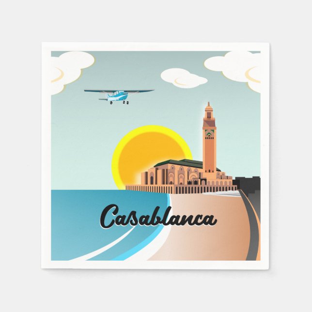 Serviette En Papier Hassan II Mosquée Casablanca Maroc (Devant)