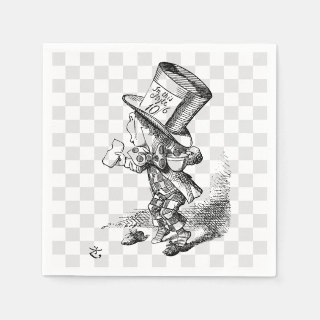 Serviette En Papier Hatter fou avec biscuit et thé (Devant)