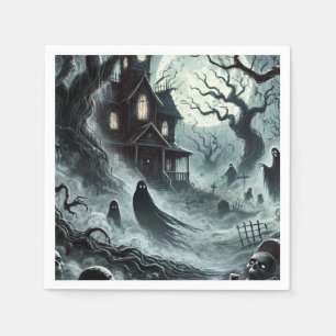 Serviette En Papier Haunting Night Effrayant Haunted Maison Halloween 