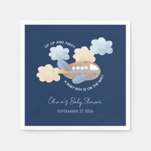 Serviette En Papier Haut Haut et Loin Aquarelle Avion Garçon Baby Show