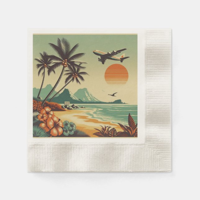 Serviette En Papier Hawaï vintage/tropical (Devant)