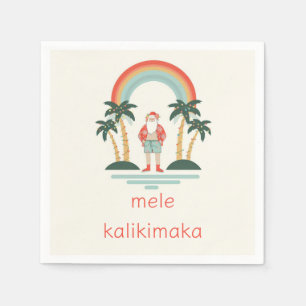 Serviette En Papier Hawaïen/arc-en-ciel/Palms Père Noël