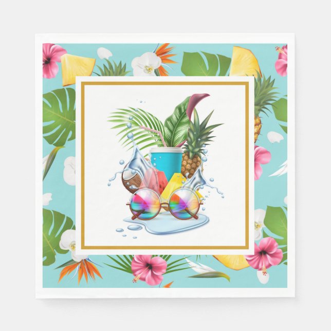 Serviette En Papier Hawaiian Luau Party  (Devant)