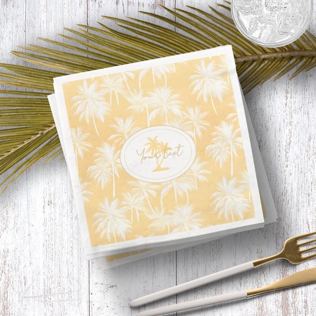 Serviette En Papier Hawaiian Palm Tree Silhouette Motif Gold ID1093 (Créateur téléchargé)