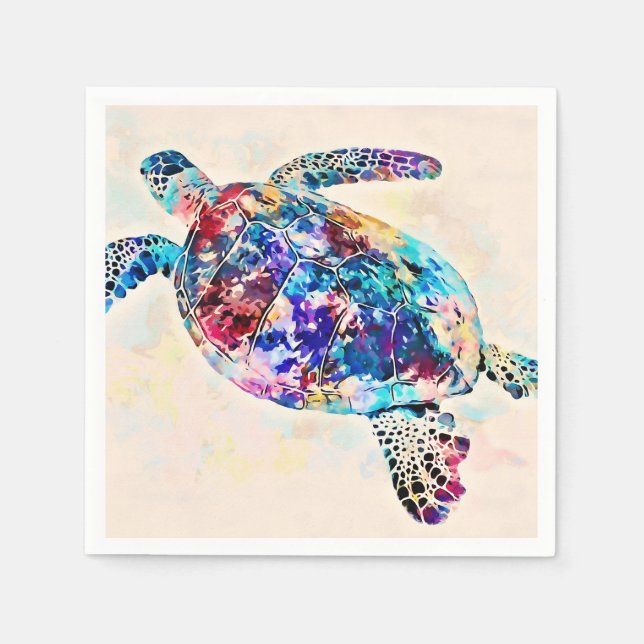 Serviette En Papier Hawaiian sea Turtle Watercolor (Devant)