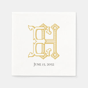 Serviette En Papier HE Monogramme ou EH Monogram Napkins