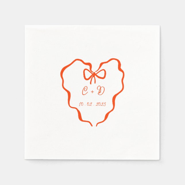 Serviette En Papier Heart coquette wedding (Devant)