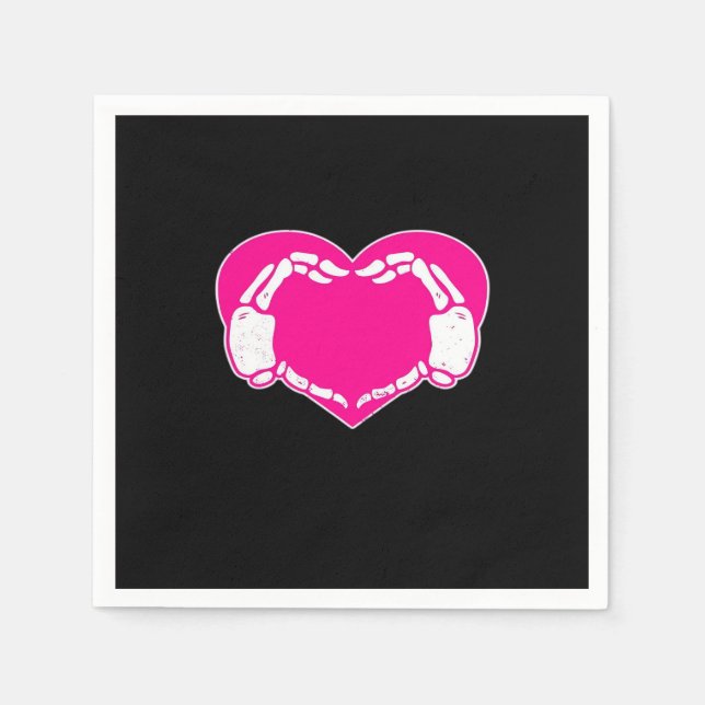 Serviette En Papier Heart Skeleton mains gothique Valentine classique (Devant)