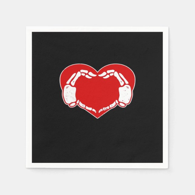 Serviette En Papier Heart Skeleton mains gothique Valentine Rouge clas (Devant)