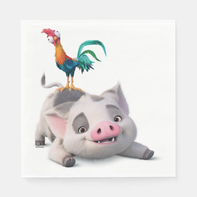 Serviette En Papier Heihei et Pua Playtime (Devant)