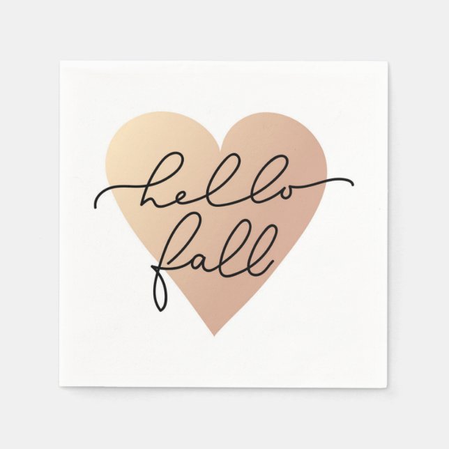 Serviette En Papier Hello Fall Love Heart (Devant)