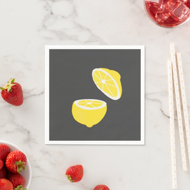 Serviette En Papier Hello Lemon jaune moderne fruit (En situation)