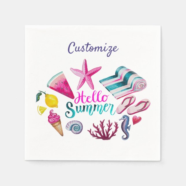 Serviette En Papier Hello Summer (Devant)