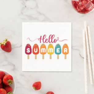 Serviette En Papier Hello Summer Colorful Popsicle