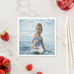 Serviette En Papier Hello Summer Photo Paper Napkin