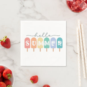 Serviette En Papier Hello Summer Popsicle coloré