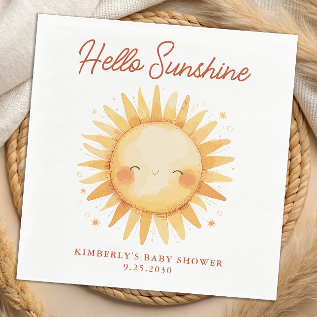 Serviette En Papier Hello Sunshine Boho Gender Neutral Sun Baby Shower (Créateur téléchargé)