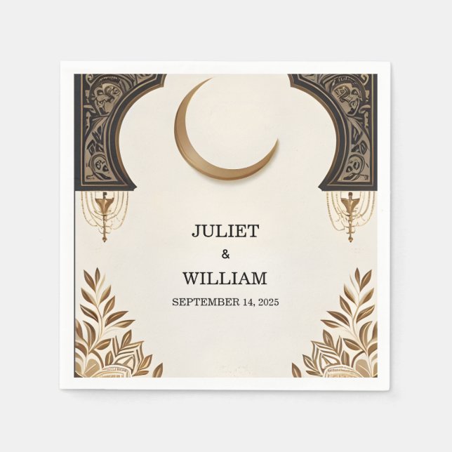 Serviette En Papier Henna Islam Nikah arabe Walima Mariage musulman (Devant)